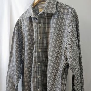 Michael Kors Gray Plaid Long Sleeve Button Shirt